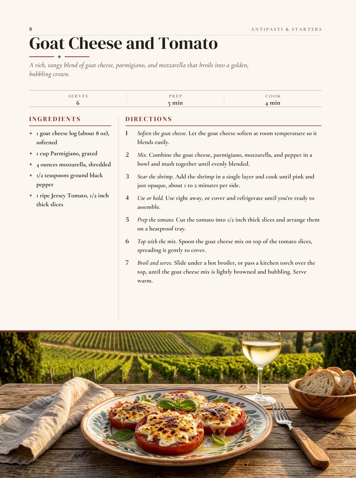 Goat Cheese and Tomato recipe page